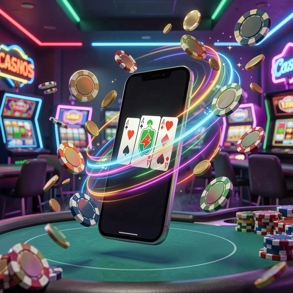 H48 fast casino app access visual showing a smartphone with speed light trails, coins and chips flying around against a modern neon casino background in a dynamic 3D render H48 fast casino app access visual showing a smartphone with speed light trails, coins and chips flying around against a modern neon casino background in a dynamic 3D render