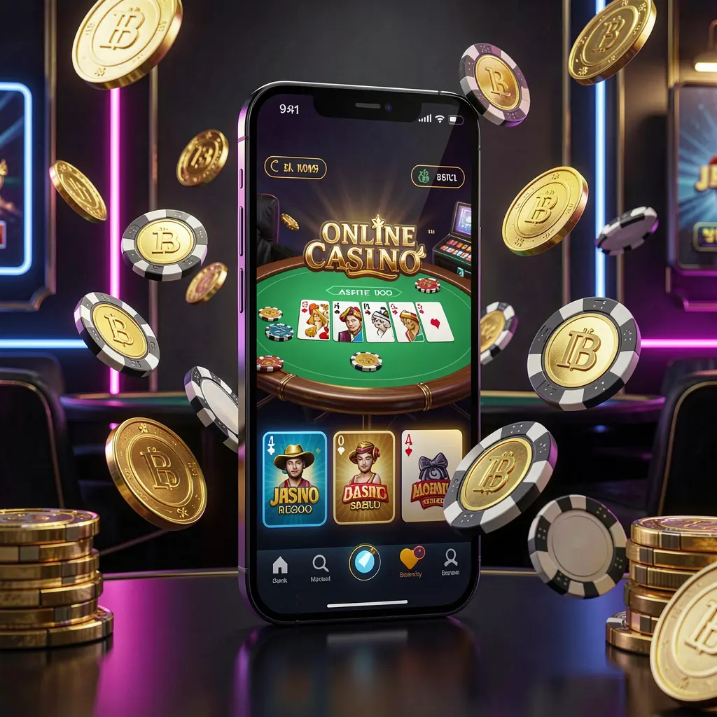 H48 online casino mobile app hero banner showing a modern smartphone with a glowing casino interface, golden coins and poker chips flying around against a dark luxury background with neon accents H48 online casino mobile app hero banner showing a modern smartphone with a glowing casino interface, golden coins and poker chips flying around against a dark luxury background with neon accents